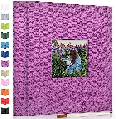 Artfeel Photo Album Self Adhesive Scrapbook Album for 3x5 4x6 5x7 8x10 Pictures,40 Pages Linen Cover with Display Window DIY Photo Book,Ideal Gifts for Family Travel Wedding Baby by Artfeel