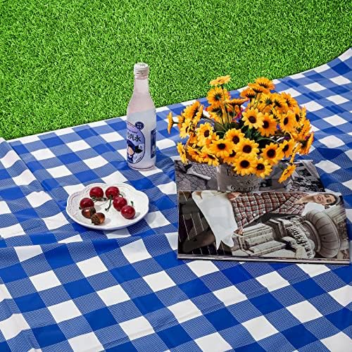 Kesfey Blue Gingham Tablecloth Picnic Party Checkered Table Cover 12 Packs - Image 7
