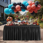 Black Polyester Table Clothes for 4 Foot Rectangle Tables, Wrinkle Free Fitted Table Cover 4ft Stretch Tablecloths with Skirt for Parties Weddings Birthday Banquet Baby Shower - Image 3