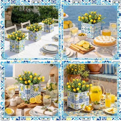 Amyhill 6 Pcs Summer Capri Lemon Table Centerpiece Tile Box - Image 5