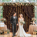 Shillance 20x10ft Brown Backdrop Curtains with Lights Photo Drapes Wrinkle Free Fabric Backdrop Curtain for Wedding Birthday Party Baby Shower Bridal Shower Home Party Background Decorations by Shillance