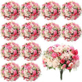 Tigeen 12 Bundles Peonies Artificial Flowers Faux Roses, Rose Red by Tigeen