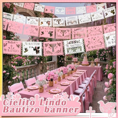 10 Pack 120 ft Pink Mi Bautizo Decoration Papel Picado Cielito Lindo Party - Image 4