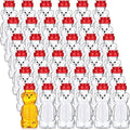 Thenshop 36 Pcs 8 oz Plastic Honey Bear Bottle Clear Squeeze, Red Lid by Thenshop