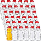 Thenshop 36 Pcs 8 oz Plastic Honey Bear Bottle Clear Squeeze, Red Lid by Thenshop