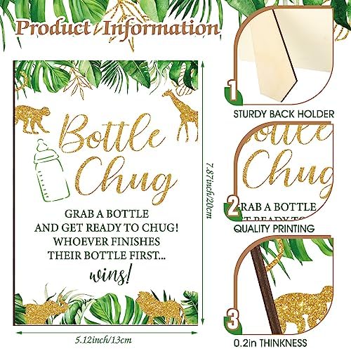 Trelaco 12 Pcs Safari Baby Shower Games Bottle Chug Wooden Sign Set - Image 3
