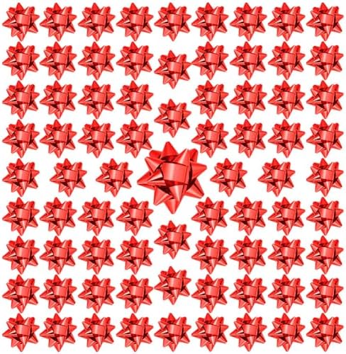 110 Pcs Decorate Supplies Shiny Bows for Gift Wrapping, 1 in Mini Gift Wrap Bows for Xmas Decor, Hanukkah, Birthdays, Weddings, Bridal Showers, Baby Showers Occasion (Metallic Red 110 Pcs Set) by PendantofLuck