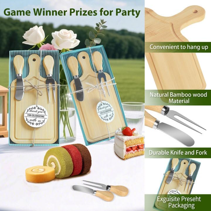 6 Sets Bridal Shower Game Prizes, Mini Charcuterie Boards, Bamboo Wooden - Image 3