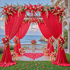 10x12ft Red Backdrop Curtain Panels for Parties - Wrinkle Free Polyester Photo Curtain Backdrop Wedding Back Drop Fabric Drapes for Party Decorations Background for Photography - Image 3