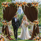 10x10ft Brown Backdrop Curtains for Wedding Parties Wrinkle Free Photo Backdrop Drapes for Photography Birthday Baby Shower Soft Fabric Party Backgournd for Photoshoot 5x10ft, 2 Panels - Image 2
