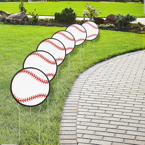 Fun Express Happy Birthday Yard Sign with Stakes, Baseball, 6 Pack by FunExpress