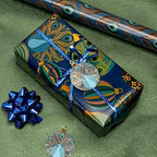 WRAPAHOLIC Peacock Christmas Wrapping Paper Set - Green Peacock Elements Patterns with Metallic Foil Shine Wrapping Paper Bundle with Gift Bow & Ribbon & Tag & Sticker - Image 6