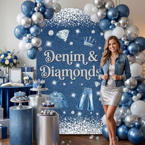 Serencatcher 7.2ft Denim & Diamonds Arch Backdrop Cover Arch Covers - Image 5