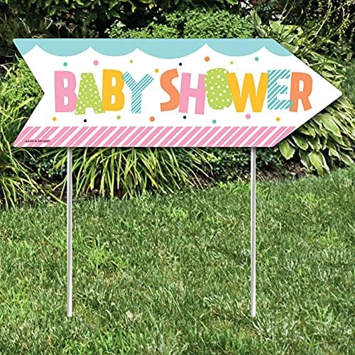 Big Dot of Happiness Colorful Baby Shower - Gender Neutral Party Sign Arrow - Double Sided Directional Yard Signs - Set of 2 - Image 2