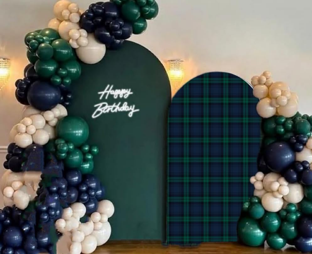 Set of 2 Tartan Plaid Arch Backdrop Cover Tartan Tiles Spandex Stretchy Arch Cover for Bear Birthday Party Boys Baby Shower Banquet Decoration (5FT 6FT,Green) - Image 6