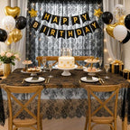 Lace Tablecloth 10FT Rectangle Wedding Overlay Black Halloween Fabric 2Pack - Image 4