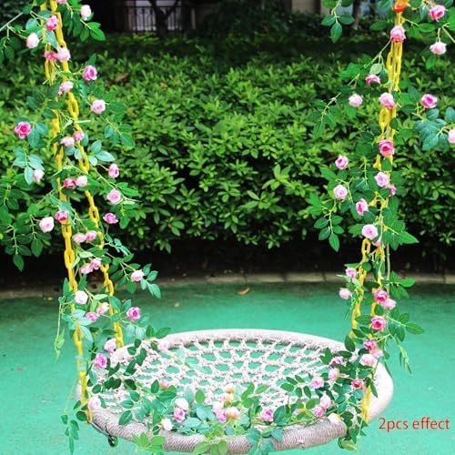 2PCS x 6FT Rose Garland Artificial Flower Vine for Home Decor, Pink - Image 3