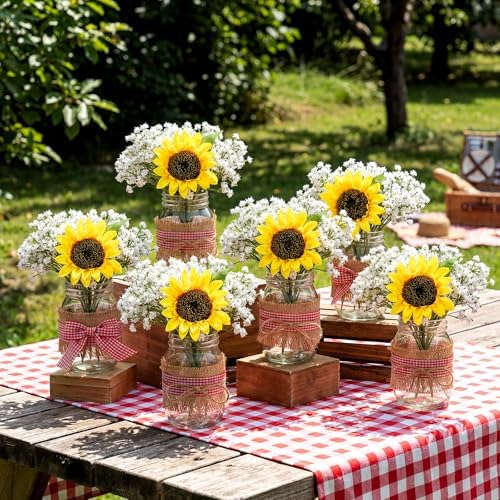 Daifunli 6 Set Picnic Party Centerpieces for Table Mason Jar Table Decor - Image 4