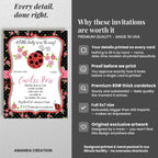 20 Custom Baby Shower Invitations with Envelopes – Personalized Little Lady Red Ladybug 5x7 Invite Set | Fully Customizable, Proof Included, Customizable Kit of Matching Thank You Cards, Stickers & Diaper Raffle Tickets | Made in USA - Image 4