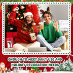 FoldTier 60 Set Christmas Cups 14 oz with Lids Straws Red Green - Image 5