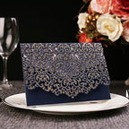 FOMTOR 50-Pack Blue Laser Cut Wedding Invitation Cards Set w/Envelopes & Inserts & Seals – for Wedding, Bridal Shower, Graduation, Birthday Party, Engagement, Anniversary - Image 2