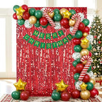 Red Big Payette Sequin Backdrop Curtain 4 Panels 2ftx8ft Sparkly Glitter Party Background for Birthday Holiday Wedding Event Decorations - Image 7
