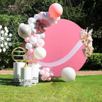 Tennis Round Backdrop Cover Pink Tennis Ball Photo Backdrop Sports Themed Birthday Baby Shower Party Decorations Circle Background Arch Cover for Fans Athletes 7.2ft - Image 4