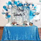 QueenDream Aqua Blue Tablecloth 90 x 156 Inch Sequin Tablecloth for Party Decorations Glitter Tablecloth for Bridal Baby Shower Wedding - Image 2