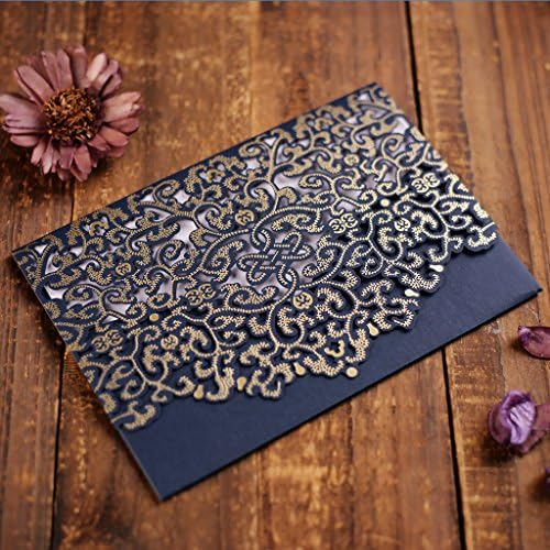 FOMTOR 50-Pack Blue Laser Cut Wedding Invitation Cards Set w/Envelopes & Inserts & Seals – for Wedding, Bridal Shower, Graduation, Birthday Party, Engagement, Anniversary - Image 4
