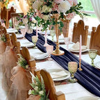 10 Pack 10ft Navy Blue Chiffon Table Runners Wedding Table Runner Sheer Romantic Tulle Table Runner for Christmas Wedding Bridal Tea Party Baby Shower Birthday Party Table Decorations(120 x 12 in) - Image 5