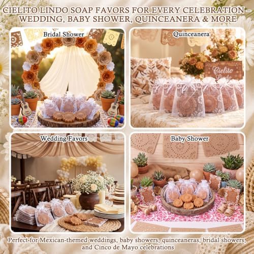 Leelosp 50 Sets Cielito Lindo Baby Shower Favors Flower Soap,Brown - Image 6