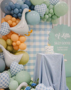 Plaids Arch Backdrop Cover for Silly Goose Baby Shower Arch Frame Stretchy Cover Gingham Kids 1st Birthday Party Fiesta Decorations (6x2.6ft Cover,Blue) - Image 5