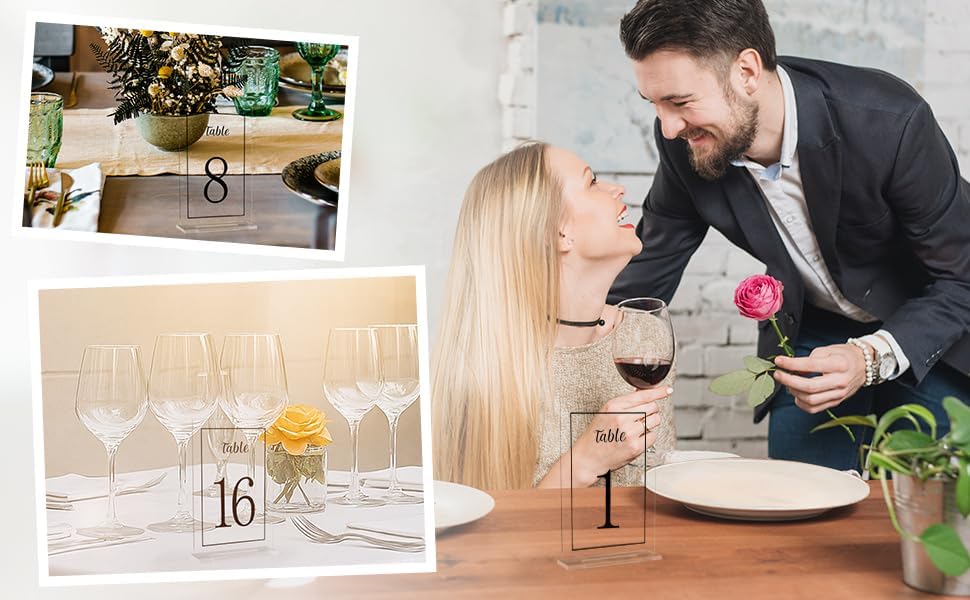 Acrylic Table Numbers 1-20 with Stand, Printed Black Font on 4x6 inch Acrylic, Clear Table Number Signs and Holders, Centerpiece for Events, Weddings, Reception, Party, Anniversary, and Decoration - Image 6