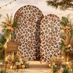 Leopard Print Arch Backdrop Cover Set, 7.2FT & 6FT Wrinkle-Free Spandex Fitted Chiara Backdrop Stand Covers for Baby Shower Birthday Party Wild Animal Theme Photo Booth Decor by Outpain