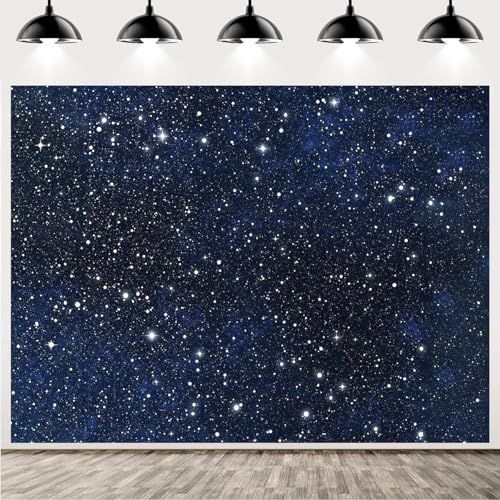 Starry Night Backdrop Stars Backdrop Night Sky Space Theme Galaxy Photography Background Kids Adults Birthday Party Decorations Newborn Baby Shower Banner Photo Studio Booth 8x6ft Vinyl - Image 3
