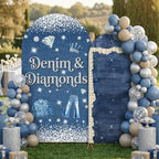 Serencatcher 7.2ft 6ft Denim & Diamonds Party Arch Backdrop Cover 2pcs - Image 4