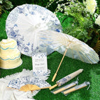 61 Pcs Blue Floral Wedding Favors Bulk with 12 Guests Paper Parasols Umbrella, 24 Folding Fans, 24 Gift Bags, and 1 Wooden Table Sign for Bridal Shower Outdoor Ceremony Tea Party Decoration - Image 5