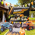 4 PCS Large Monster Truck Birthday Decorations, Monster Truck Party Decorations Cardboard Cutouts, Big Wheel Race Truck Theme Birthday Party Decor for Backdrop Yard Signs Standup Photo Booth Props - Image 2