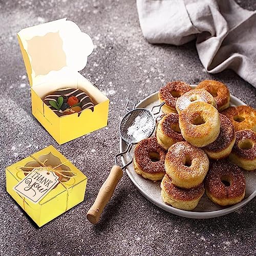 KPOSIYA 120pcs Small Cookie Boxes with Window, 4x4x2.5 Gold Bakery Box - Image 2