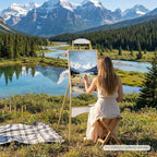 CHOEZON 43" Gold Easel Stand for Sign, Display Easel with 6 Adjustable Height Levels, Metal Art Easel, Poster Stand for Painting, Wedding Welcome Signs Holder, Gold and White TCJ26JW - Image 3