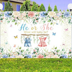 20x10 FT Gender Reveal Backdrop Blue Pink Bear Boy or Girl Background Sign Decorations Banner New Born Baby Shower Baptism Kids Birthday Party Photo Shoot Supplies (He or She) - Image 7