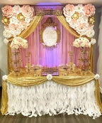90x132inch Rectangle Sparkly Gold Sequin Tablecloth Wedding Glitter Drapes - Image 5