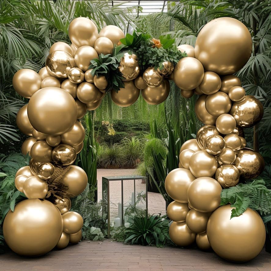 Royal Blue Gold Balloon Arch Double Stuffed Latex Bobo Pearl Gold Balloon Garland Navy Ruby Blue Balloons for Birthday Baby Shower New Year Wedding Prom Business Opening Party Decor - Image 2