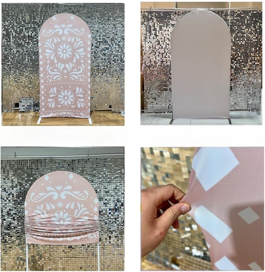 Beige Arch Backdrop Cover for Mexican Fiesta Party Decoration Stretchy Arch Stand Fabric Baptismx Baby Shower Cake Table Supplies (Cover Only) (G3738,3ftx6ft (CoverOnly)) - Image 3