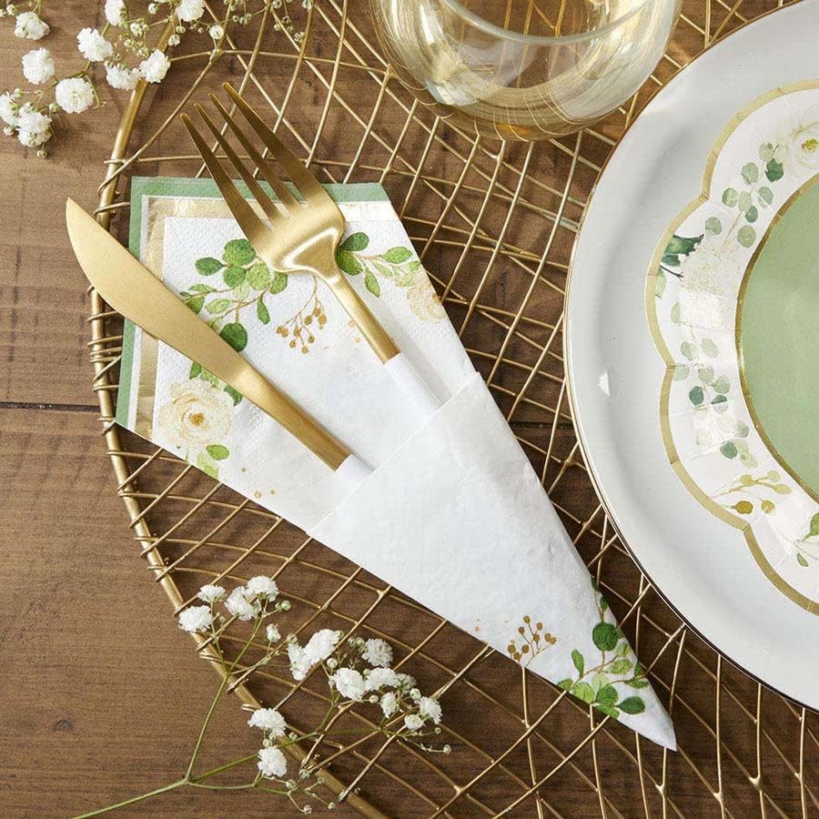 Kate Aspen Decorative Paper Napkins - Set of 120-6.5 Inch Durable Disposable Serveware, Easy Cleanup for Birthday, Wedding, Bridal Shower, Baby Shower, Anniversary Party (Bulk) - Botanical Garden - Image 4