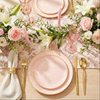 I00000 150 PCS Pink Plastic Plates,Heavy Duty Pink Disposable Plates - Image 2