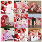 Arch Stretchy Fabric Covers Strawberry Theme Arched Stand Backdrop Covers for Girls Sweet Birthday Parties Baby Shower Favors Decorations Supplies (2.2x5FT Only Cover) - Image 5