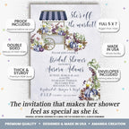 Off the Market Bridal Shower Invitations with Purple Pumpkins – 30 Personalized Rustic Fall Floral 5x7 Cards with Thirty Envelopes – Custom Autumn Wedding Shower Invites by AmandaCreation - Image 2