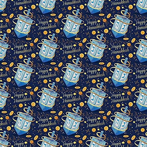 Jillson Roberts Hanukkah Wrapping Paper Roll Bundle - 3 Pack (75 sq ft Total) Floral Menorah, Happy Hanukkah Greetings - Image 4