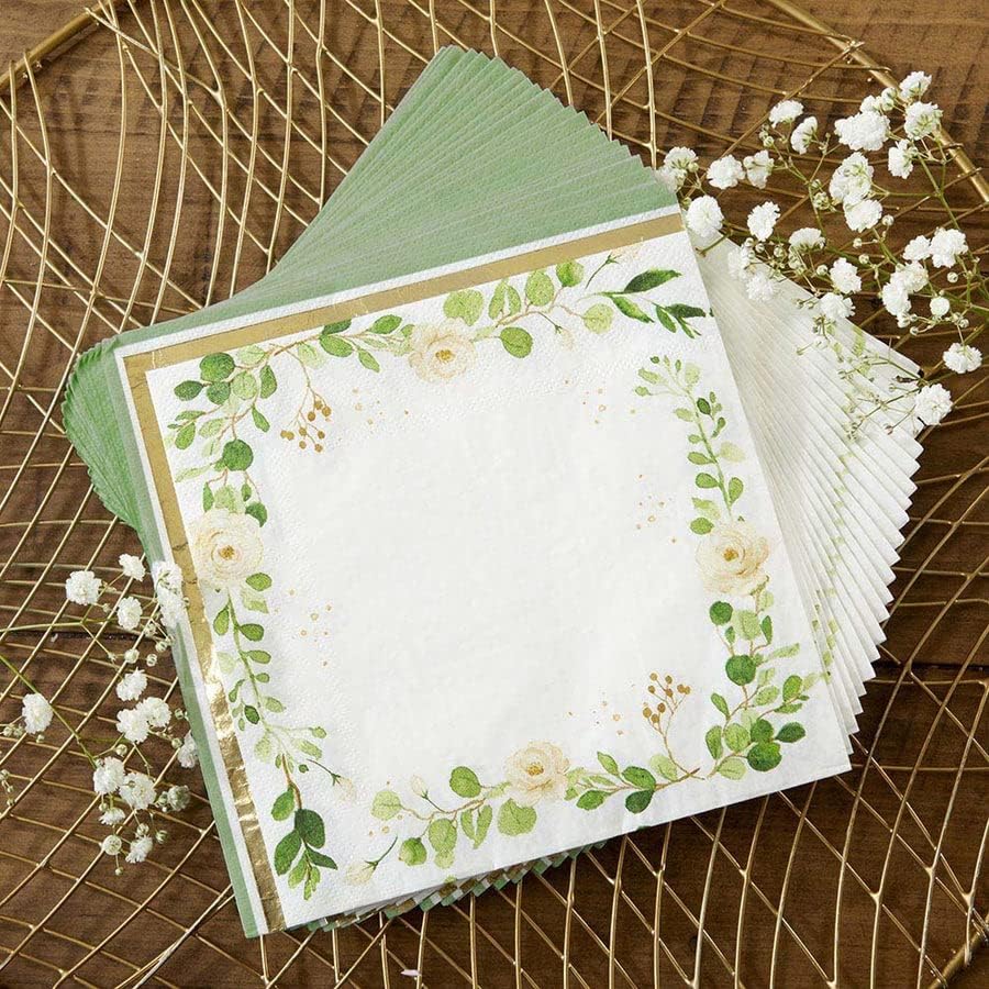 Kate Aspen Decorative Paper Napkins - Set of 120-6.5 Inch Durable Disposable Serveware, Easy Cleanup for Birthday, Wedding, Bridal Shower, Baby Shower, Anniversary Party (Bulk) - Botanical Garden - Image 3